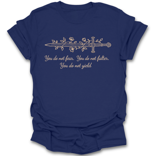 Blue t-shirt with white text 'EMOTIONALLY ATTACHED TO FictioNAL MEN' on a white background romantasy shirt, fantasy reader shirt, fantasy book lover gift, bookish fantasy tee, sword floral shirt, booktok shirt, fantasy romance shirt, reader gift for women, dragon reader gift, dark academia book shirt.