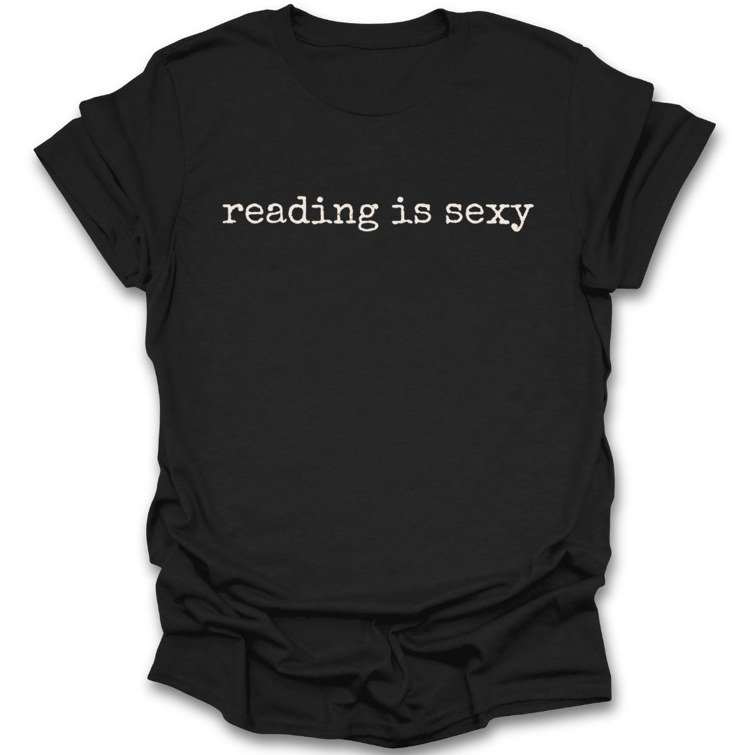 Black reading is sexy t-shirt text on a white background