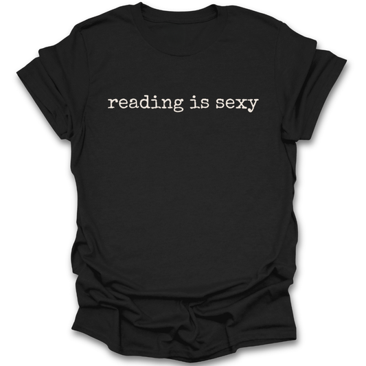 Black reading is sexy t-shirt text on a white background
