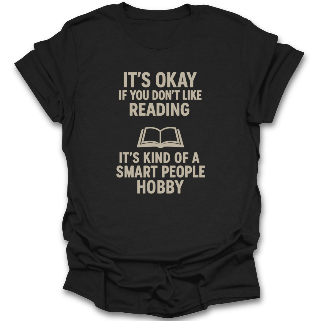 Black t-shirt with beige text 'I read books and I know things' on a white background. funny reading shirt, smart people hobby shirt, book lover t-shirt, book nerd tee, bibliophile gift, reading humor shirt, bookish apparel, reader lifestyle shirt
