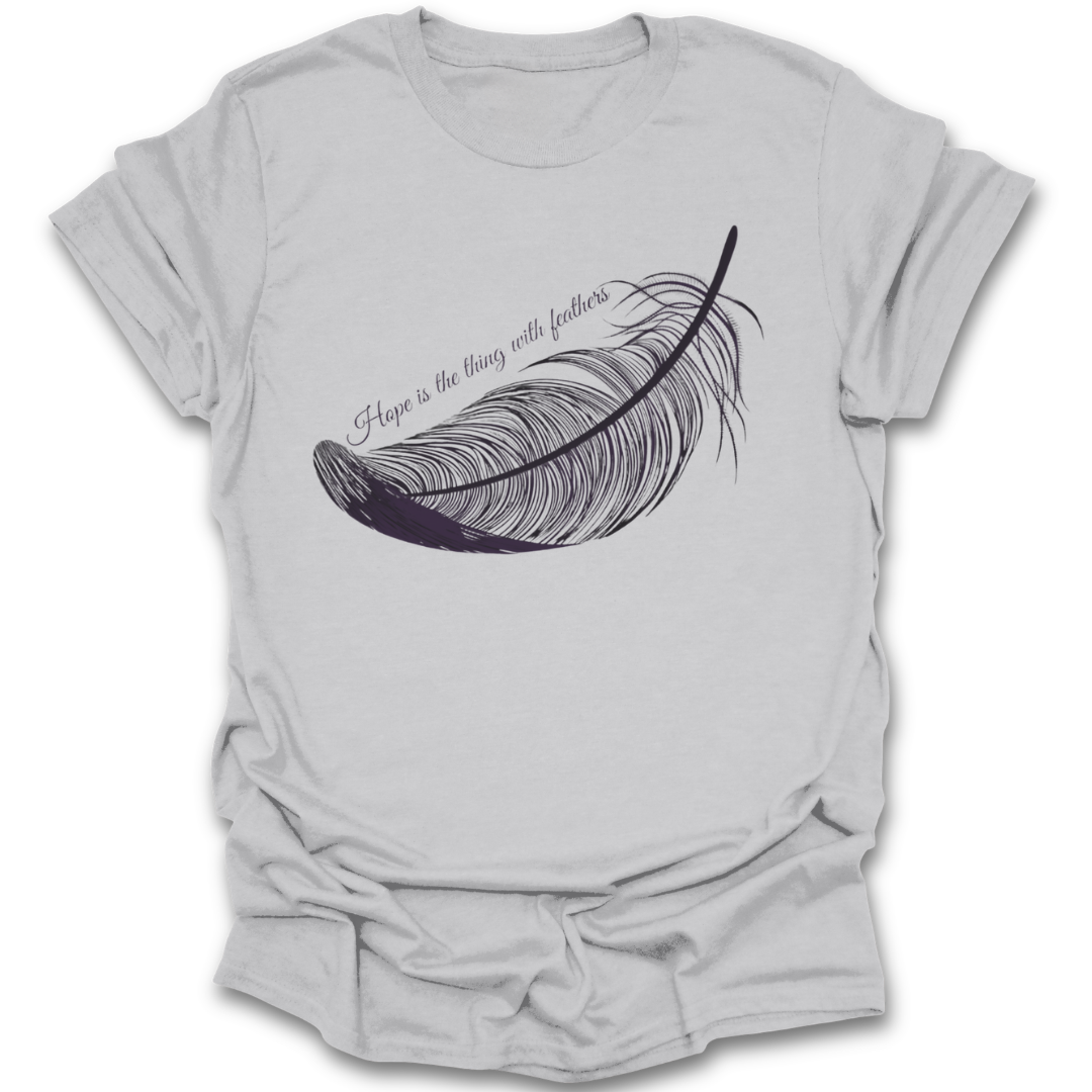 Emily Dickinson shirt, hope is the thing with feathers shirt, poetry lover shirt, literary quote shirt, bookish shirt, poet shirt, English teacher gift, librarian gift, dark academia shirt, book lover gift.